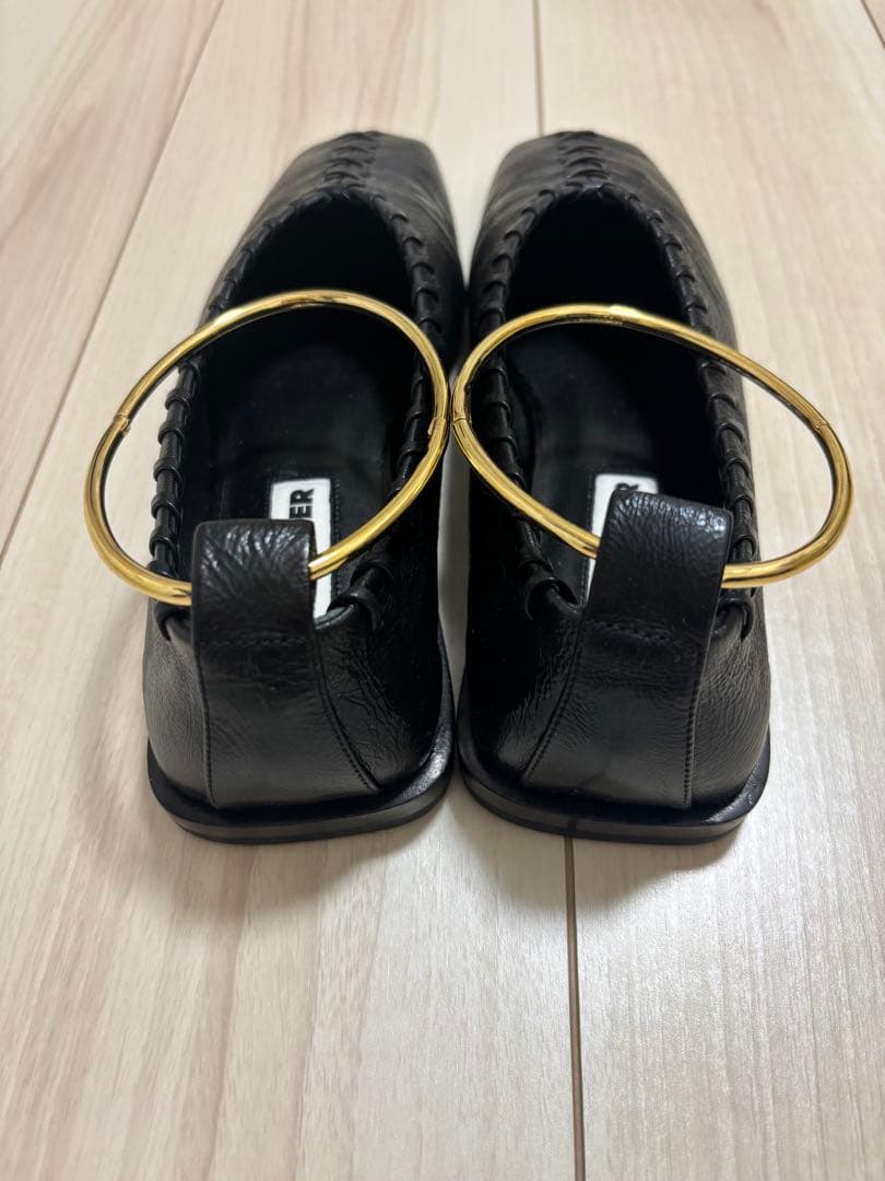 【JIL SANDER】メタルアンクレットレザーバレリーナフラットシューズ36