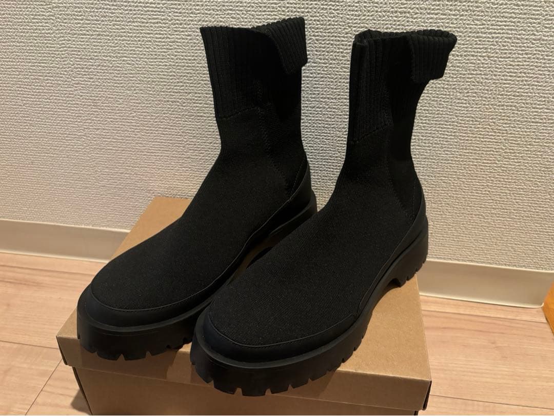 emmi ecoニットブーツ ソックスブーツ24 BLK