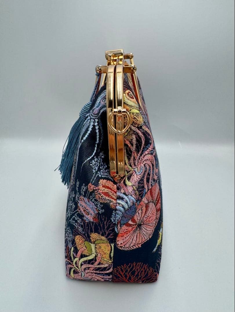 【ハンドメイド】がま口バッグ　海底の世界　ハンドバッグ　3way ＃542