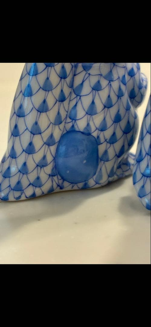 Herend ヘレンド ブルーフィッシュネット うさぎフィギュリン