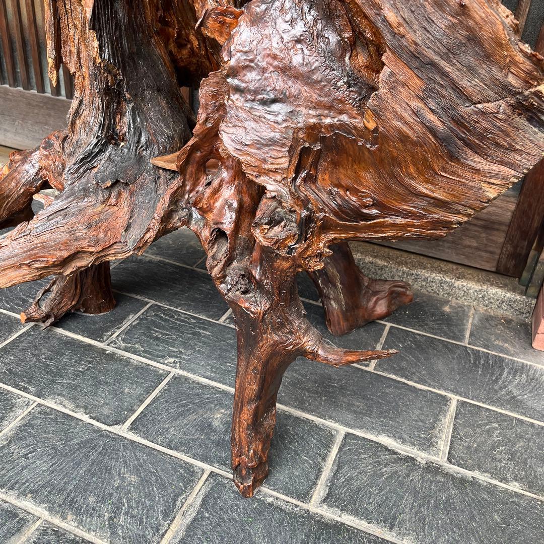 置物　切り株　オブジェ　玄関　床の間　昭和レトロ　古民家　盆栽台　花台　木の根