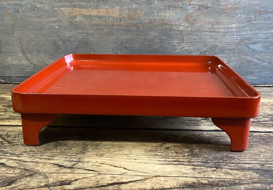 能登蔵出し 輪島塗 朱漆塗 脚付四方膳 二客セット｜能登の手仕事｜漆器膳 正月