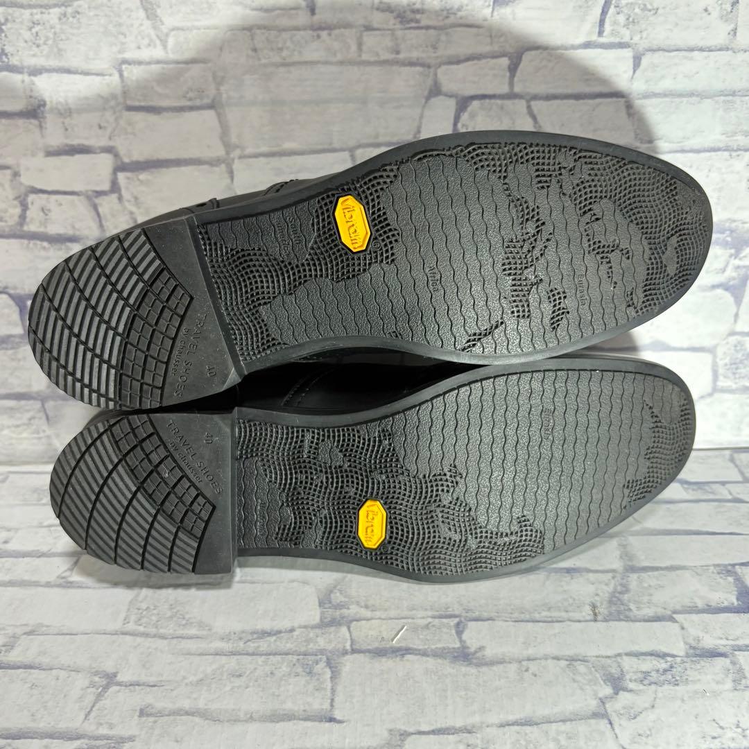 未使用級 トラベルシューズバイショセ ウィングチップレザーマニッシュシューズ 黒