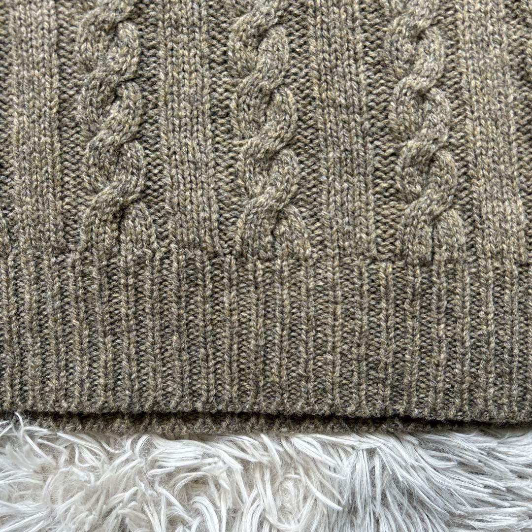 【美品】INVERALLAN ケーブルニット カーキ系 36サイズ 英国製