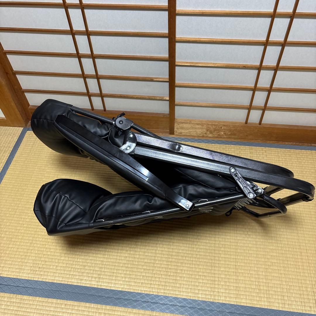 【美品】リクライニングチェア ブラック 合成皮革　1人掛け　折りたたみ