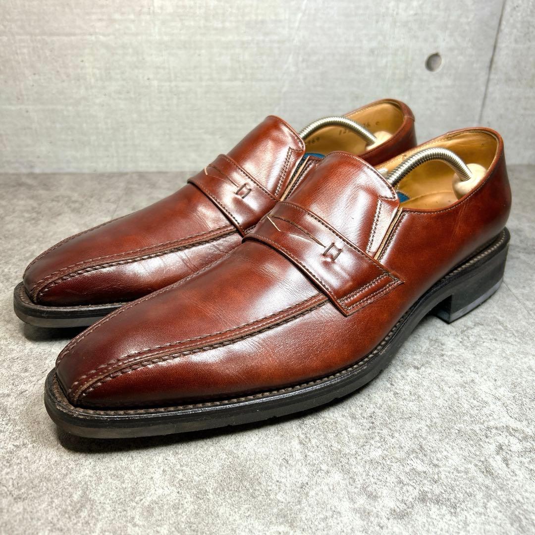 極美品【REGAL】12AL/リーガル ローファー/エアローテーション/革靴/茶