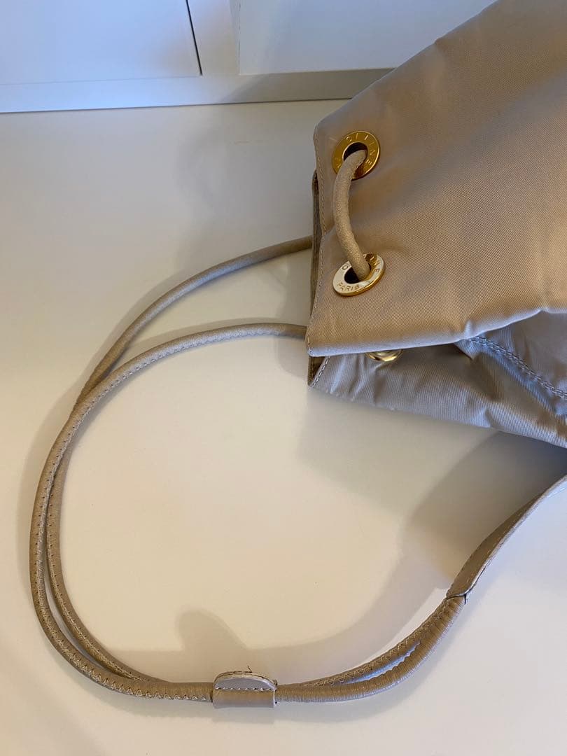 【お値下げ】セリーヌCELINEベージュ ナイロン 巾着型 ショルダーバッグ
