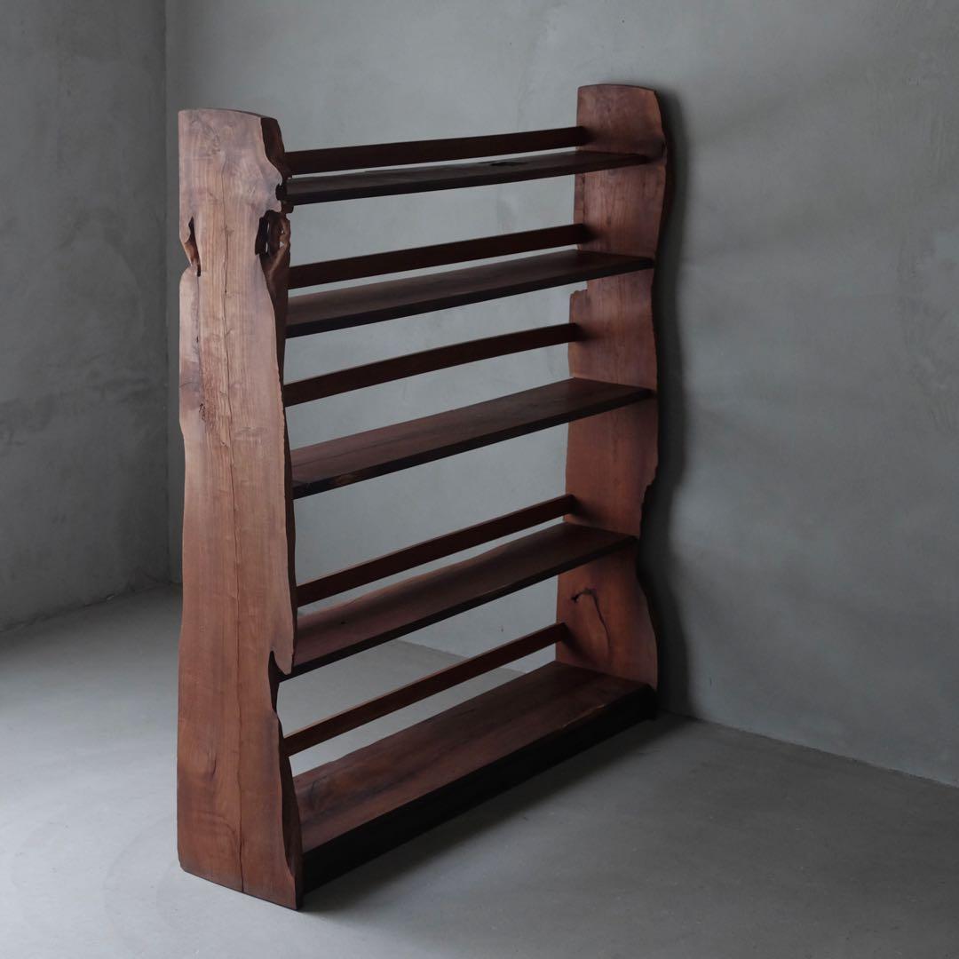 5段木製本棚　収納棚 陳列棚 飾り棚 シェルフ ラック 古家具 古道具 骨董