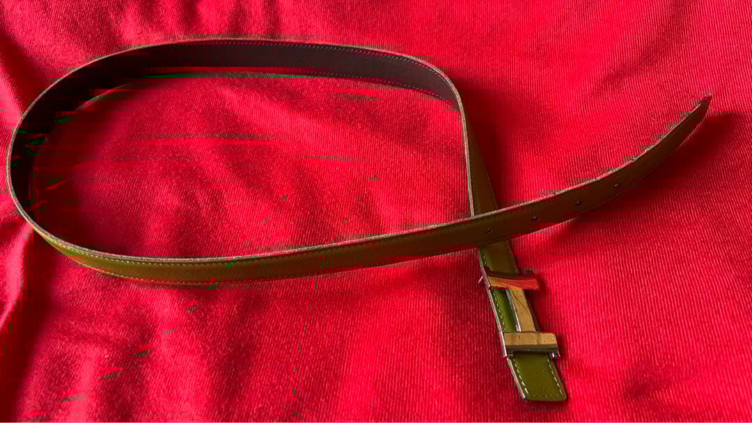 UESD エルメス　黄緑❌茶色　ベルト　エルメス HERMES コンスタンス