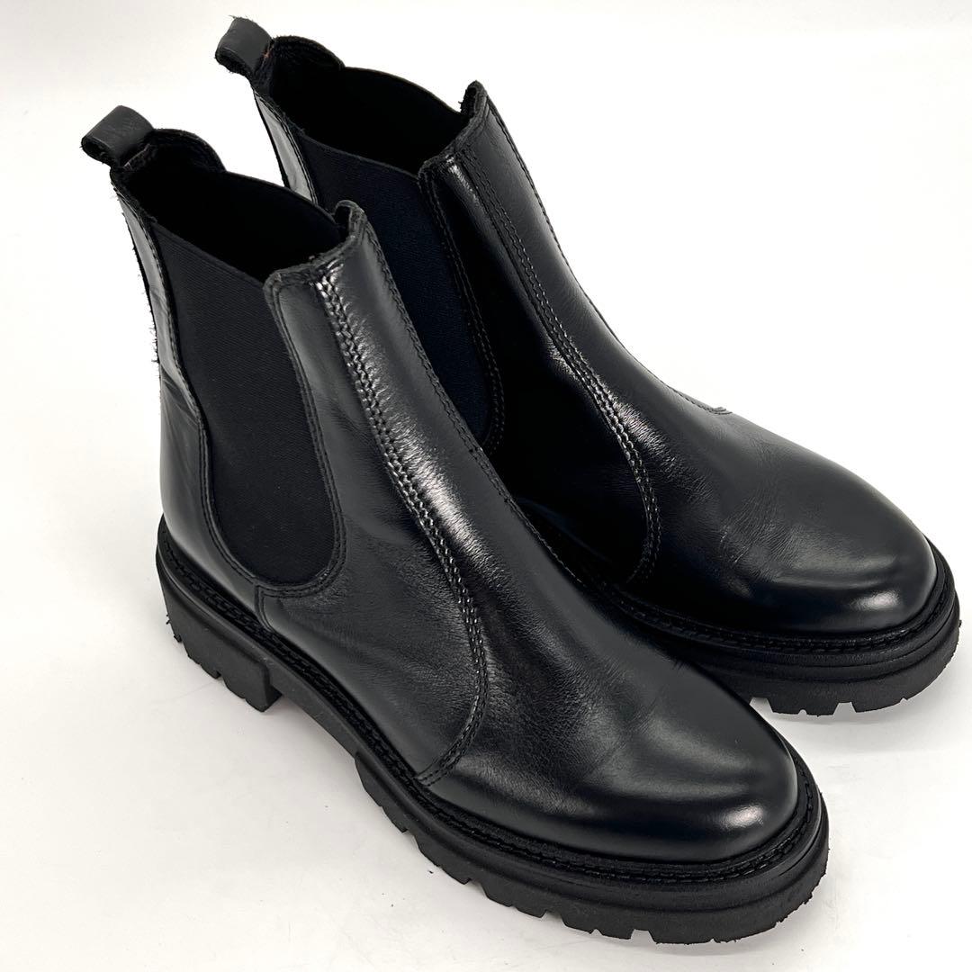 【美品】 ENESS エネス　サイドゴアブーツ　厚底　トラックソール　黒　37