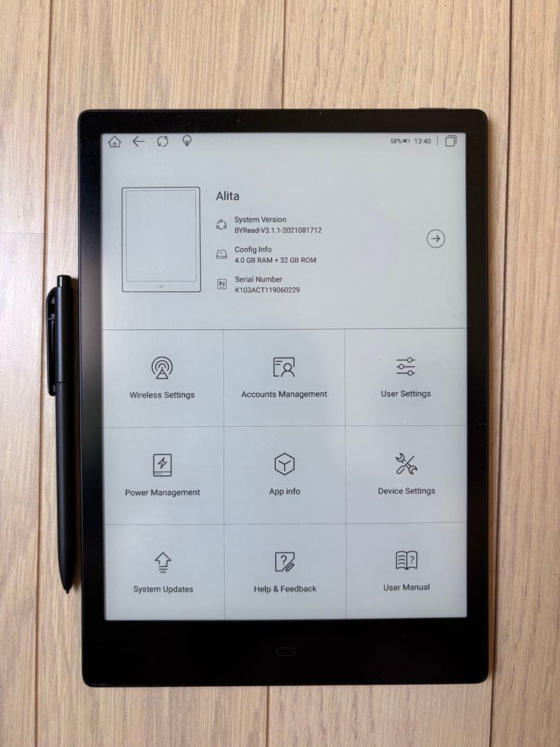 Likebook Alita 10.3インチ 電子書籍リーダー 本体