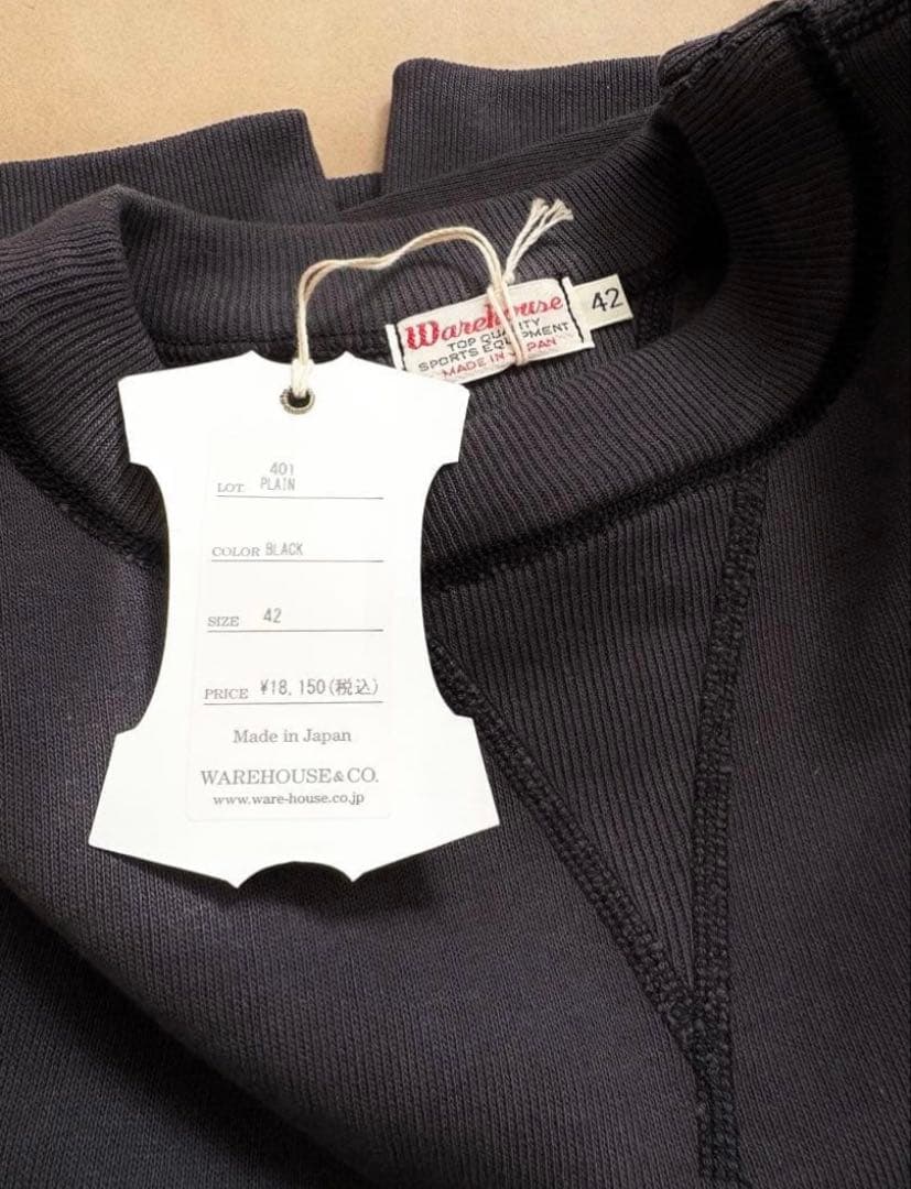 ② 新品 ウエアハウス 401 スウェット BLACK スミクロ 42 L 無地