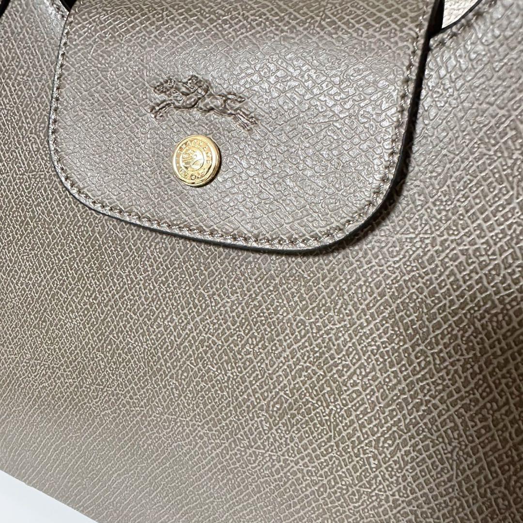 【新品】ロンシャンPURE ショルダーレザーBagタートルダヴ色