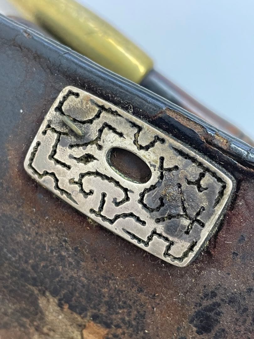 【煙管】 煙草入 煙管筒 金口 細工 彫刻 一式 骨董 アンティーク 時代物