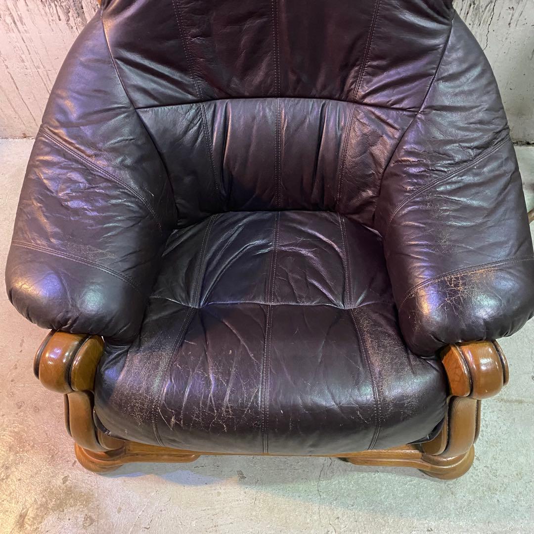 ドイツ製　ヴィンテージ　シングルソファ　本革　カントリー