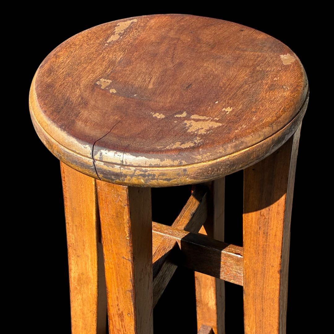 丸椅子・スツール 木製 古道具 アンティーク 無垢材 シャビー イス チェア