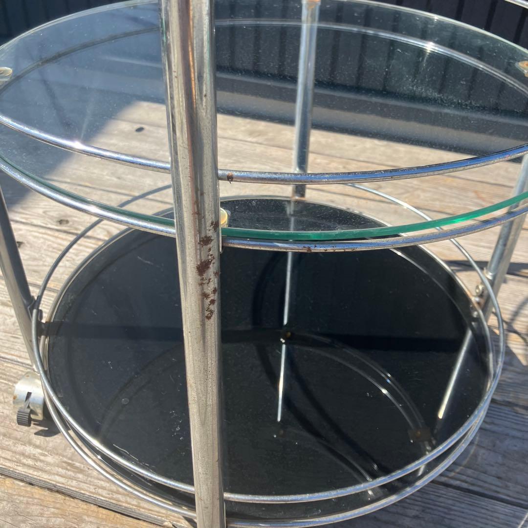 北欧レトロ ミッドセンチュリー 3段ラウンドテーブル ガラスサイドテーブル 丸型
