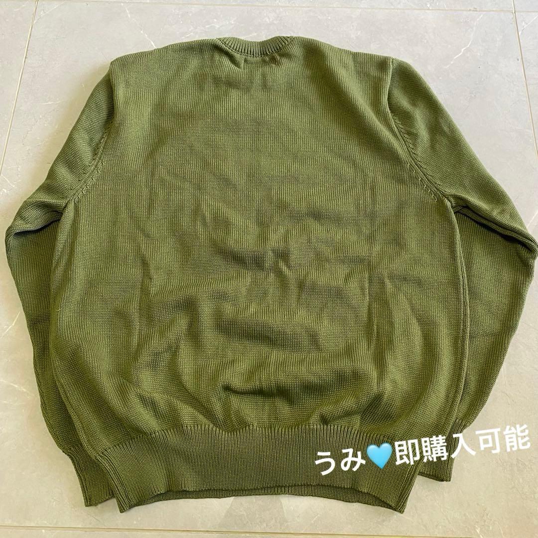 Stussy ダークグリーン ニットセーター ホワイトロゴ