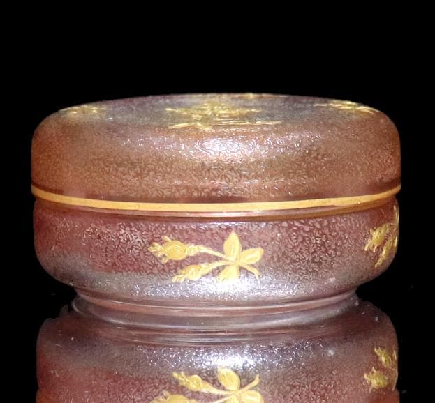 オールド・バカラ 1900年頃 盛り上げ金彩 蓋物 地模様 小物入れ ケース