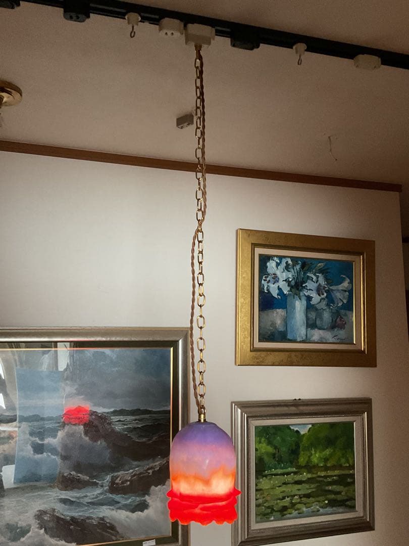 夏の茜空「パート・ド・ヴェールシェード」の花型ランプ