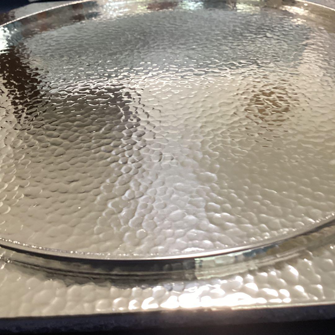 銀メッキ槌目四方八寸「内丸淵高」　9客　新品未使用　　　重さ370g