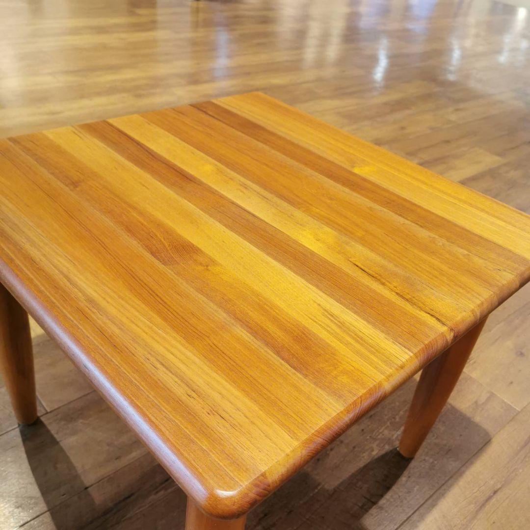 【美品】IDC大塚家具 エンドテーブル 天然木 チーク無垢材 机 サイドテーブル