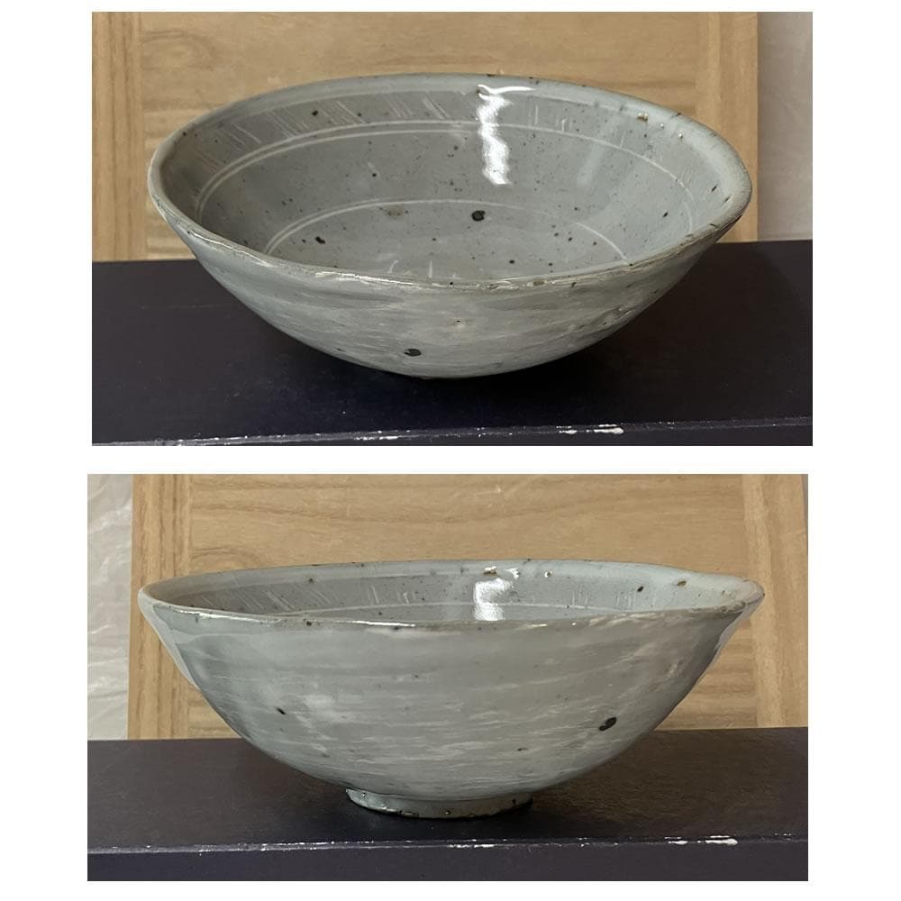 F1295 十二代 永楽善五郎 和全 倣 礼賓三島茶碗 河濱支流 抹茶碗 平茶碗