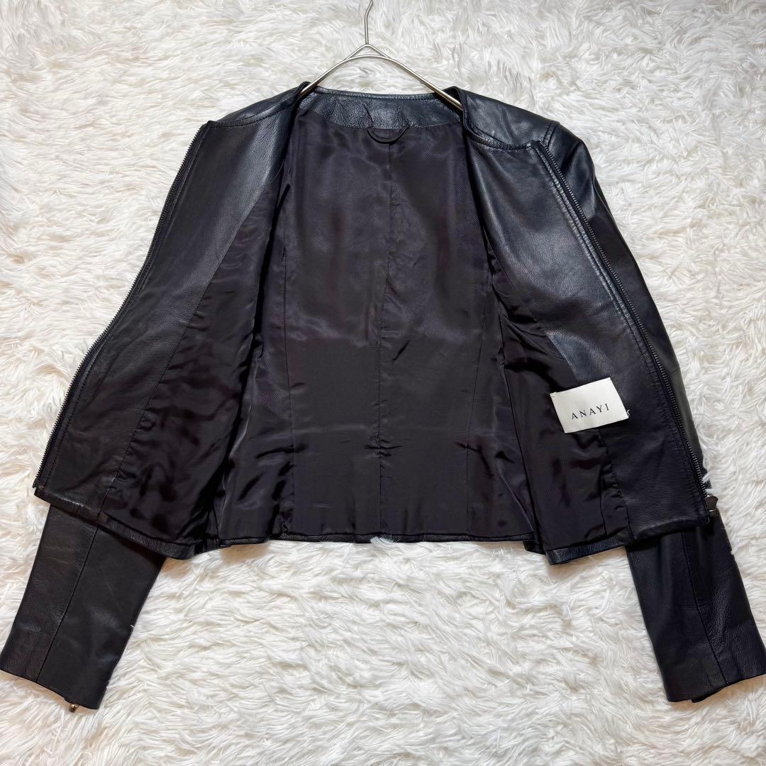 nananabo様未使用級 ANAYI アナイ ラムレザー ノーカラージャケット