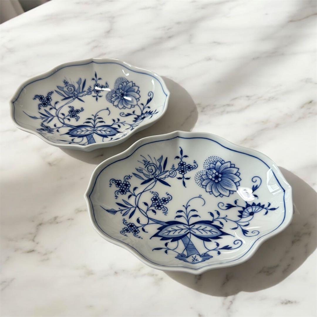 【未使用】マイセン ブルーオニオン オーバルディッシュ プレート 2枚セット