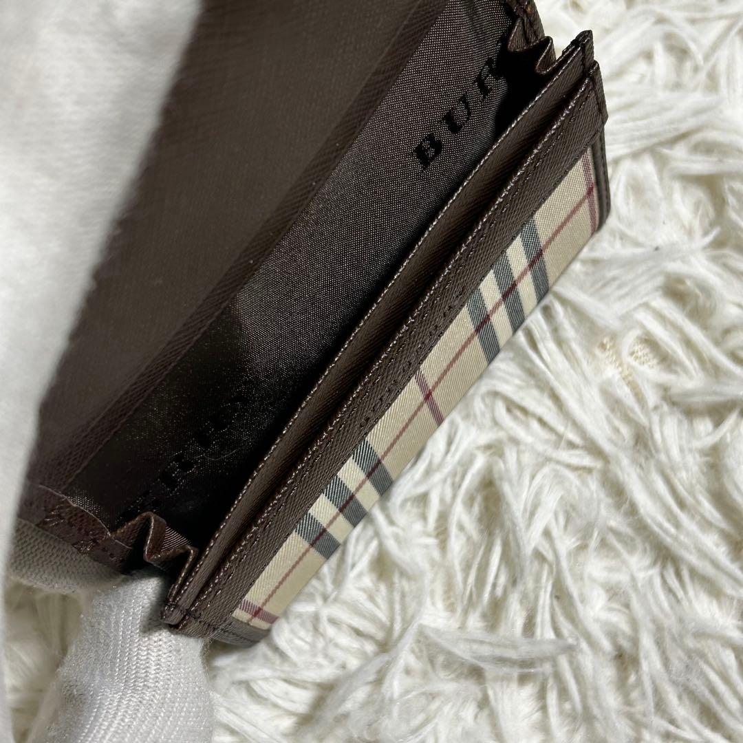 未使用✨　バーバリー　名刺入れ　パスケース　ノバチェック　キャンバス　ブラウン