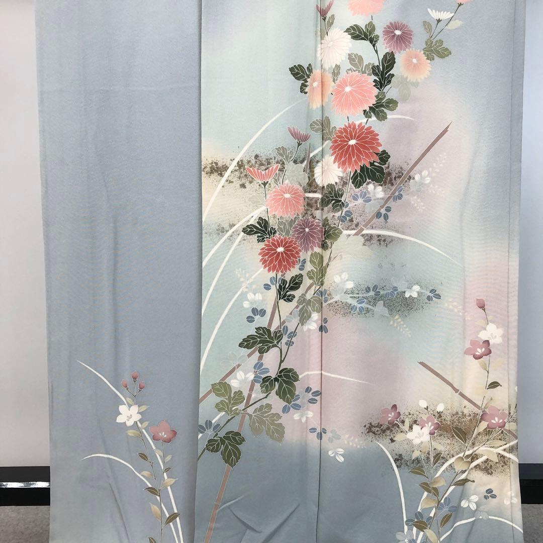 付下げ 作家物 菊の花模様 金彩 丹後縮緬 ガード加工 KK-2409