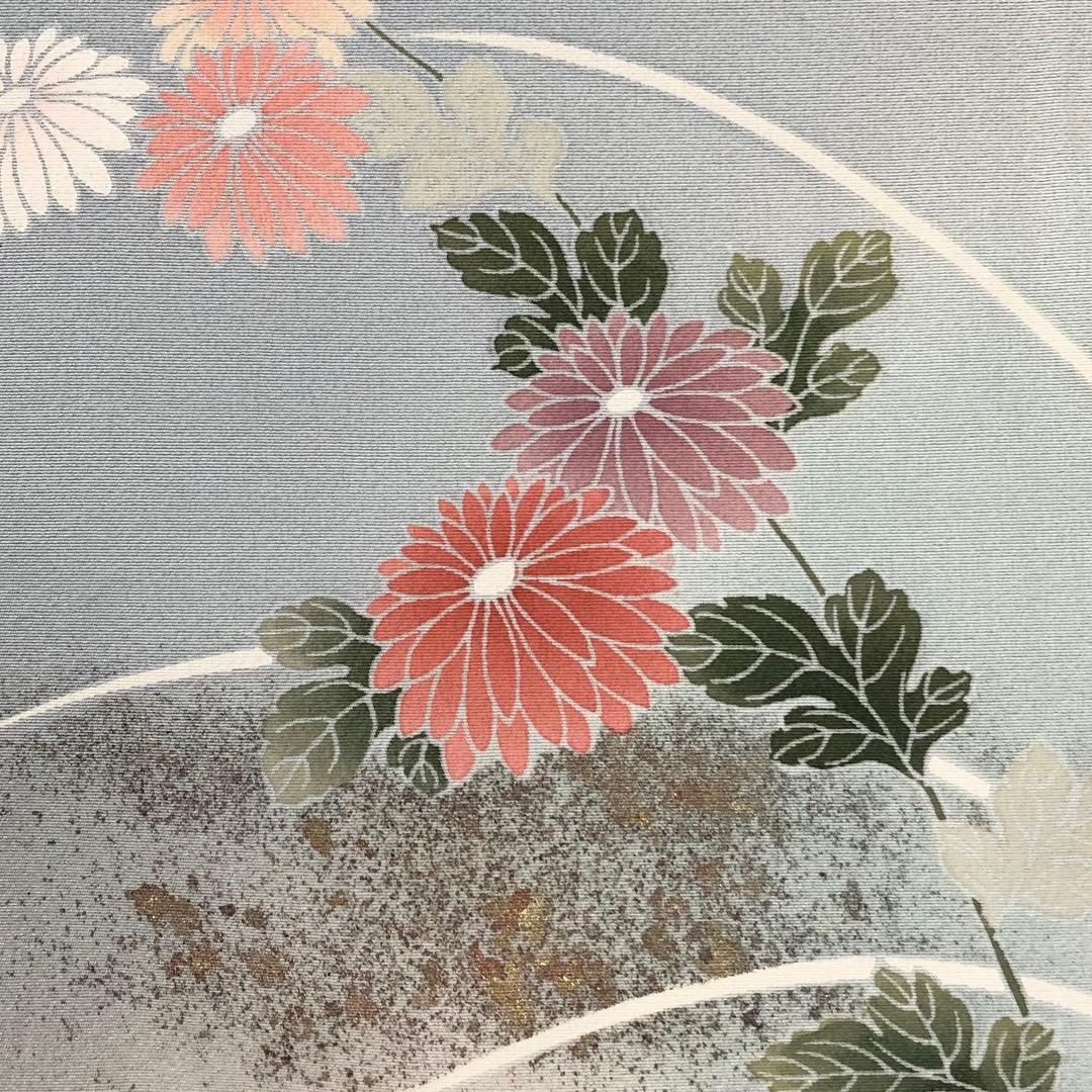 付下げ 作家物 菊の花模様 金彩 丹後縮緬 ガード加工 KK-2409