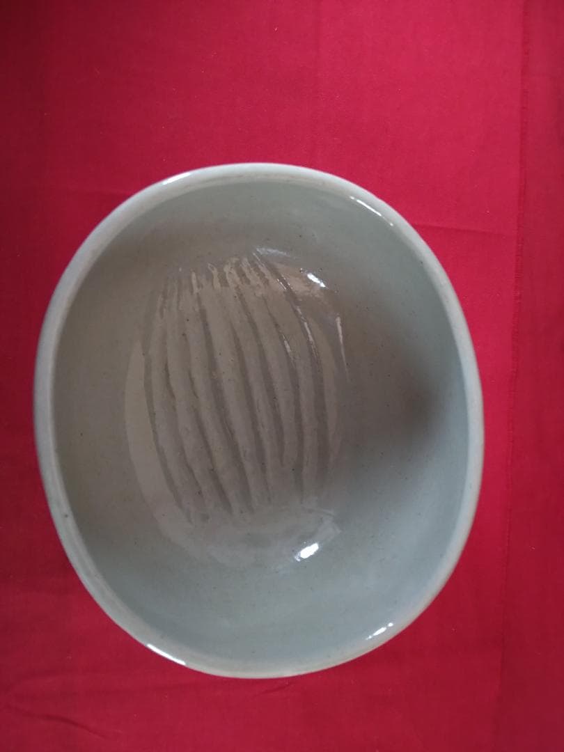 茶道具　　膳所焼 三島写　【俵茶碗　岩崎新定 陽炎園 】