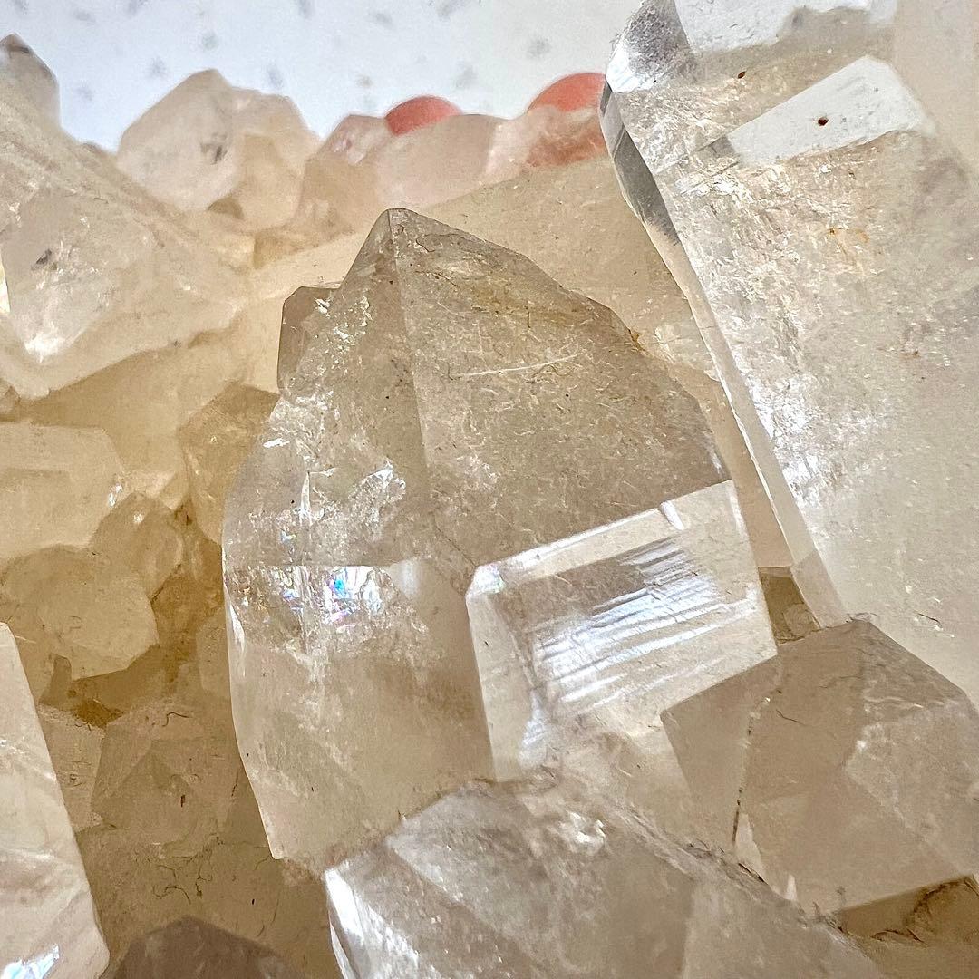 迫力あり　ヒマラヤ水晶　マニカラン産クラスター　天然　高波動　虹入り