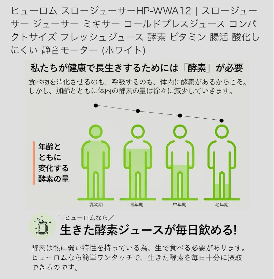 Hurom スロージューサー HP-WWA12 ホワイト