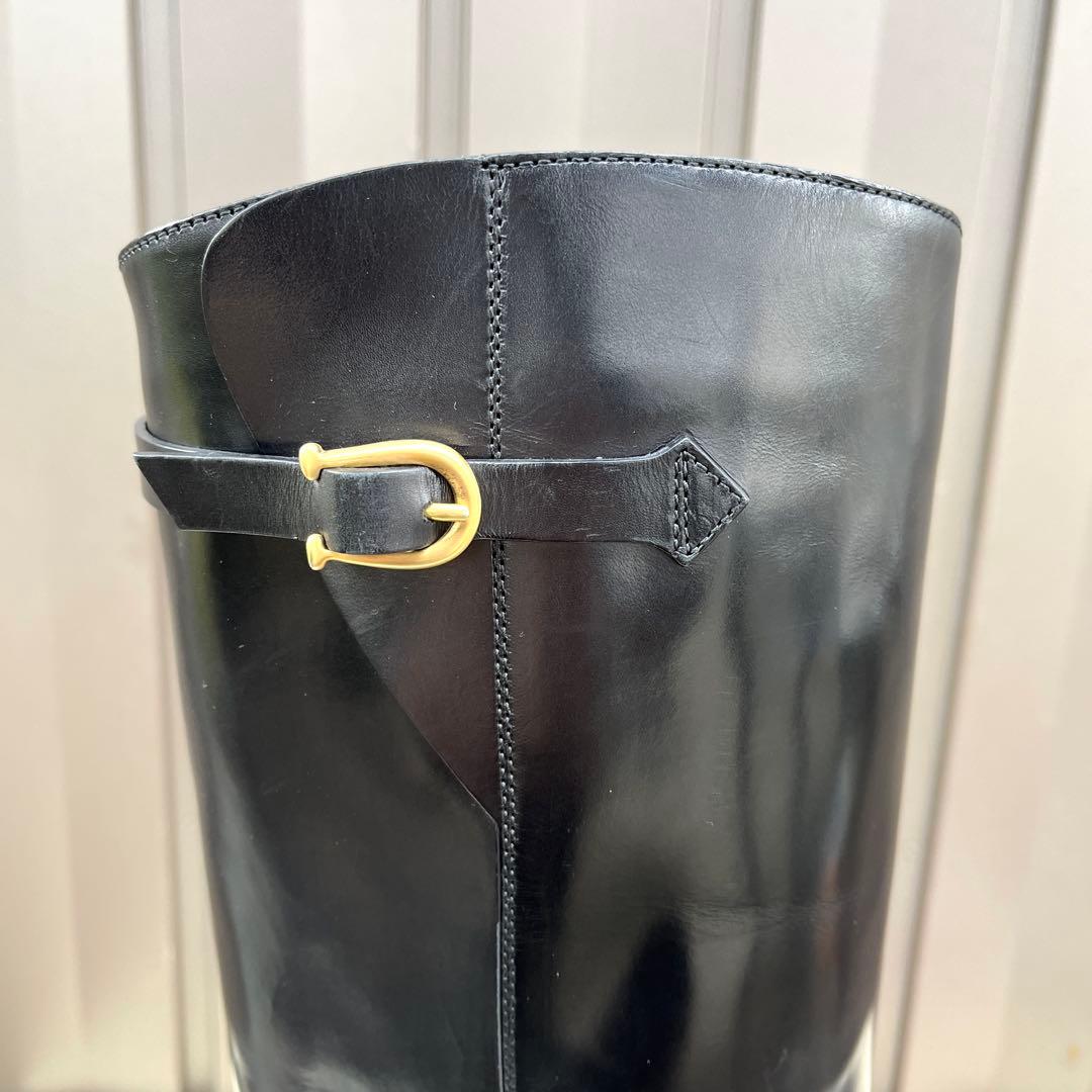 38 SARTORE ロングブーツ　黒　ジョッキーブーツ　レザー　24.5