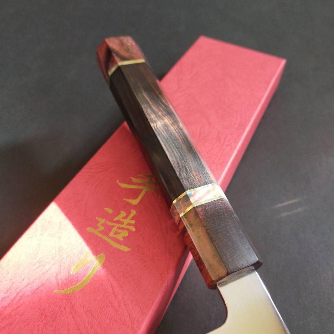 鏡面仕上 本焼V金10号和牛刀240mm 黒檀八角柄