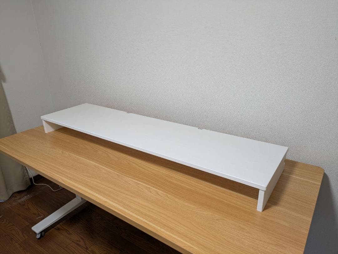 【一点物】幅150cm モニタースタンド 木製 白 特大 オーダーメイド品