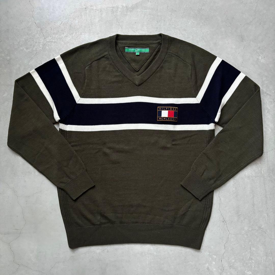 【美品】  GOLF Ｖネックニットセーター ワッペン