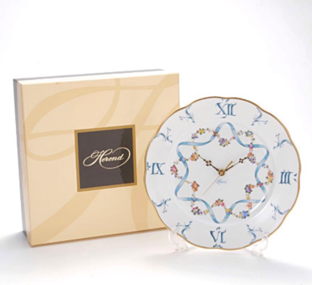 ◾️ヘレンド◾️フラワーブルーリボン/エレガントウォールクロック/定価12万円
