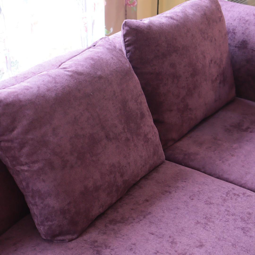L型ソファ パープル シェーズロング ベルベット