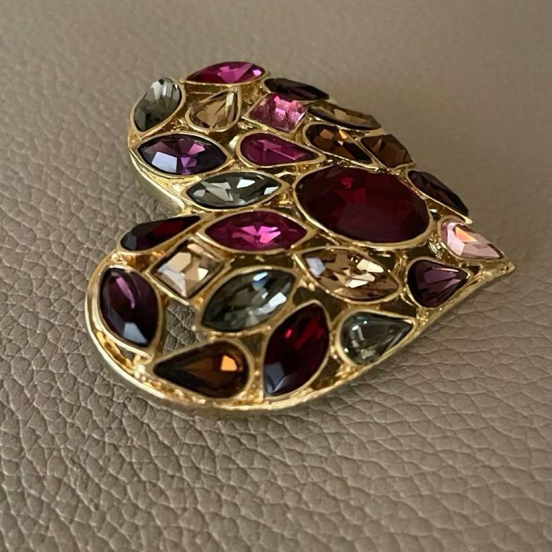 希少 90' ヴィンテージ イヴサンローラン LOVE カラーストーン ブローチ