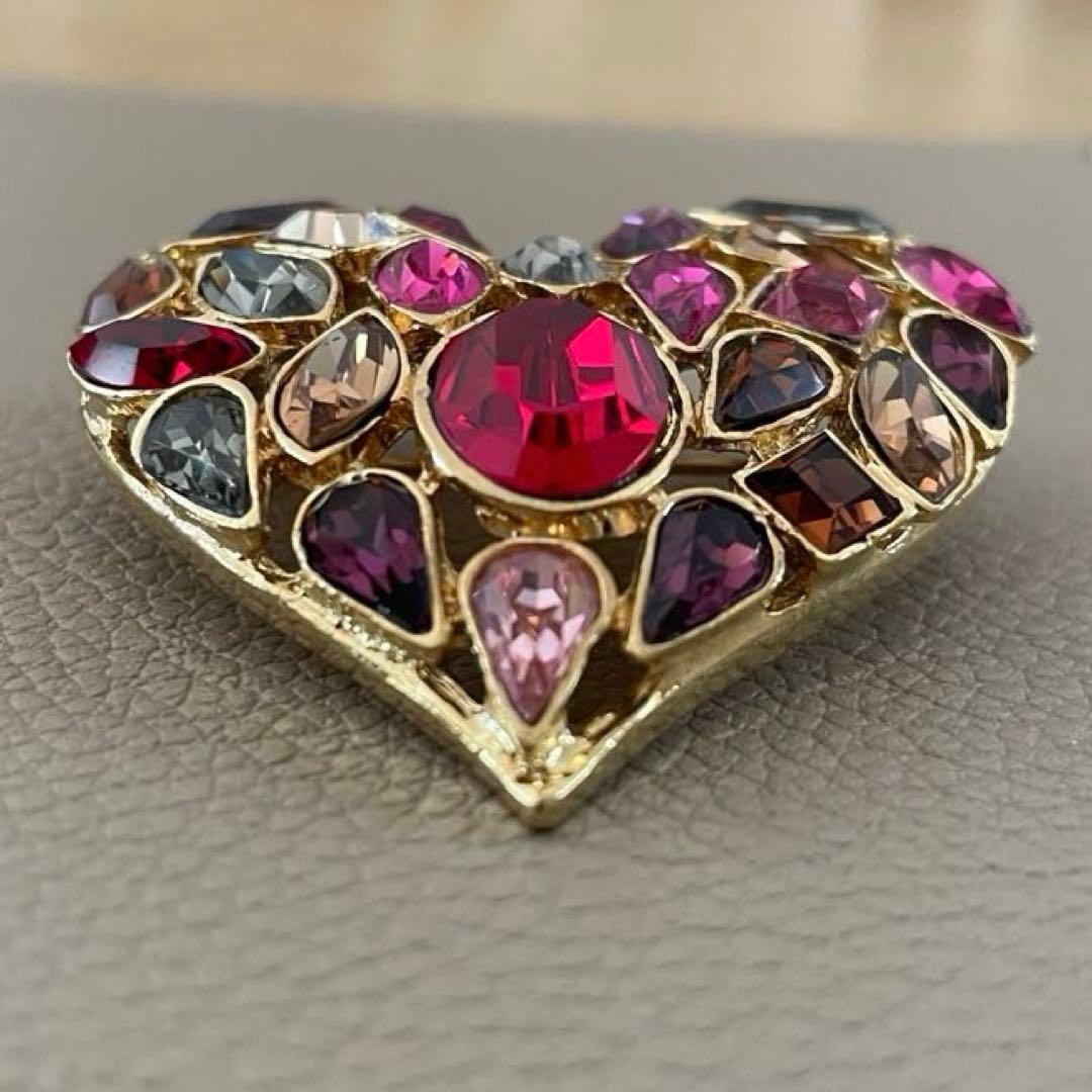 希少 90' ヴィンテージ イヴサンローラン LOVE カラーストーン ブローチ