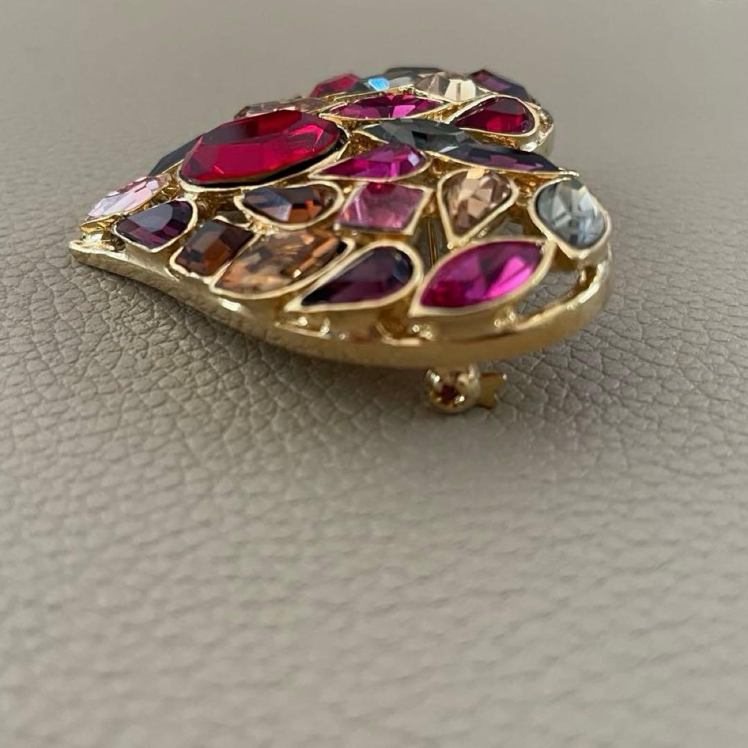 希少 90' ヴィンテージ イヴサンローラン LOVE カラーストーン ブローチ