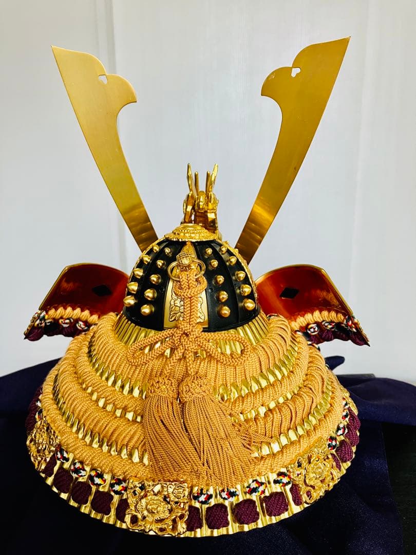 【美品】五月人形　12号　平安武久作　兜飾り　金　ゴールド