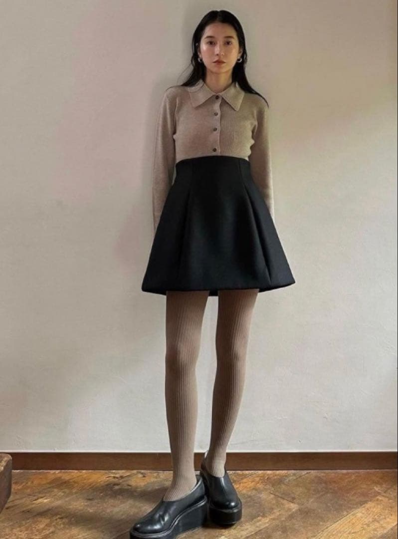 トップス CLANE COLLAR RIB CARDIGAN