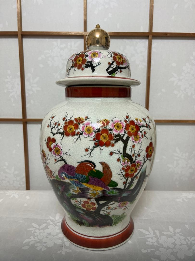 希少品　薩摩焼 壺 沈香壺 花瓶 金彩 芸術品 壺 花瓶 蓋付き高さ410mm