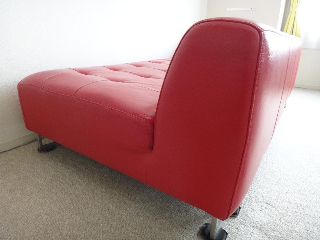 大塚家具 IDC L/S COMFORT 11 革張り 2人掛け 赤ソファ