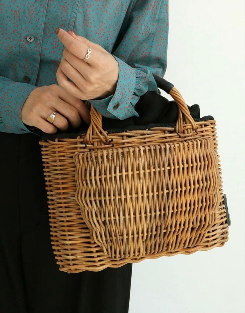 【あきあき】ebagos ポケット付バスケットBLACK