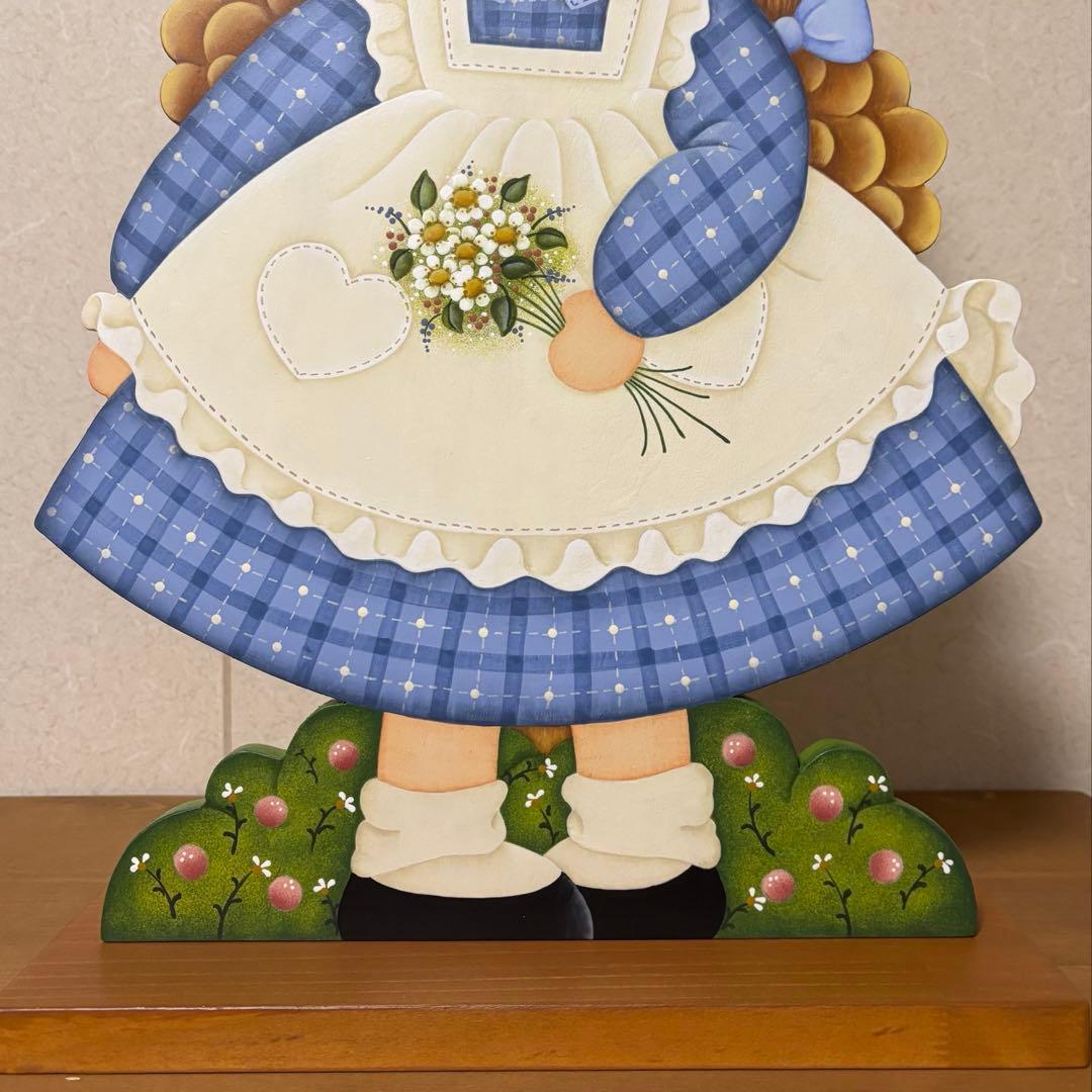 トールペイント　可愛い女の子　2体セット　カントリー雑貨　置物